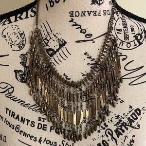 *Host Pick* Bronze Bib Fringe Statement Necklace